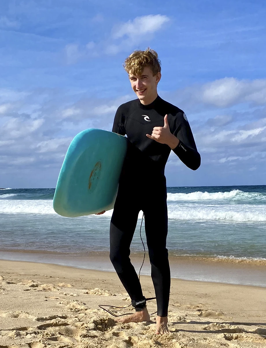 Ruben Cardell surfing on the beach
